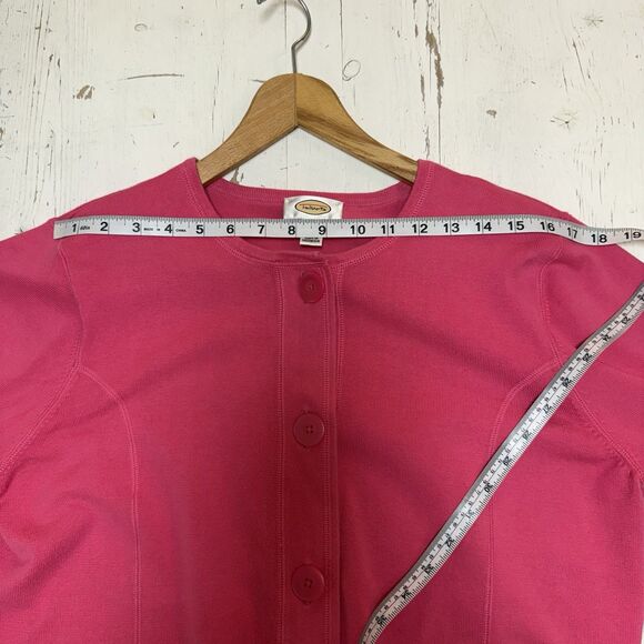 Vintage Talbots Cotton Sweater XL Womens Pink Cardigan Button Up Pockets Stretch - Picture 8 of 11